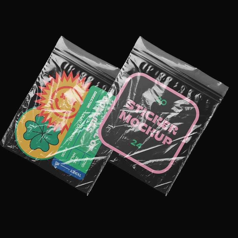 Foil with Stickers Mockup PSD