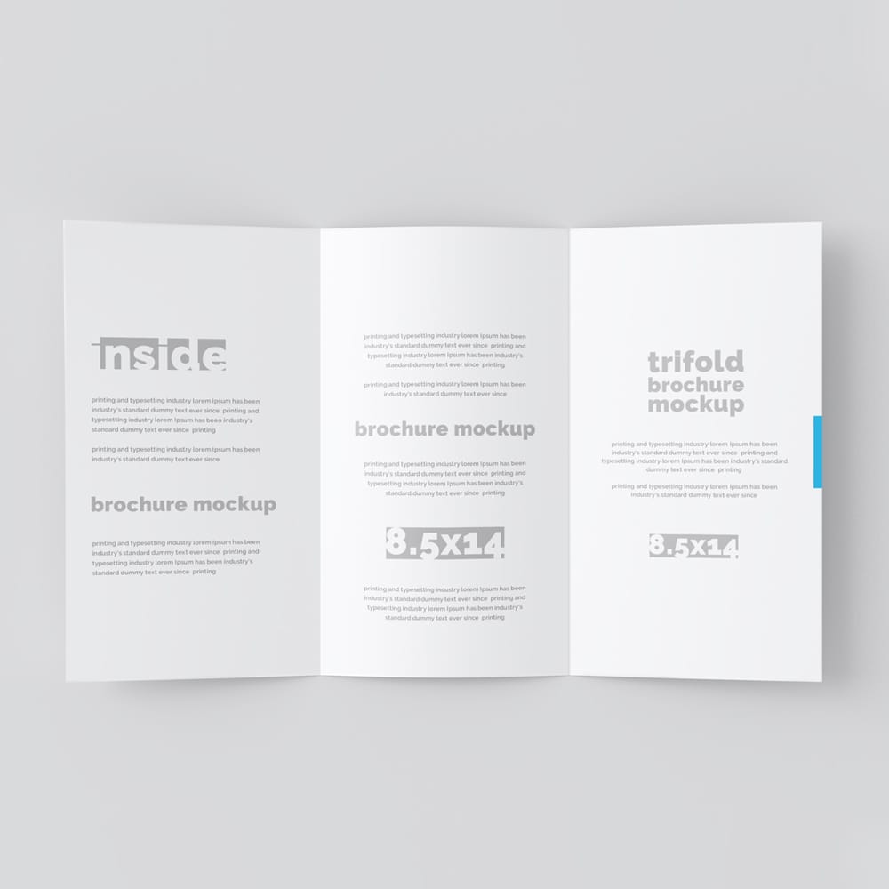 Free 14×8.5 Trifold Brochure Mockup Template PSD