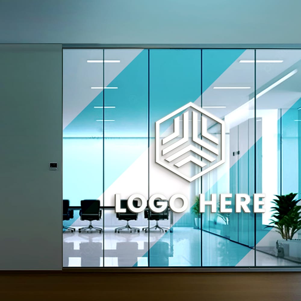 Free 3D Glass Window Logo Mockup PSD