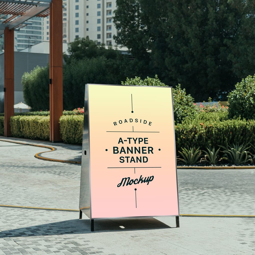 Free A-Type Banner Stand Mockup PSD