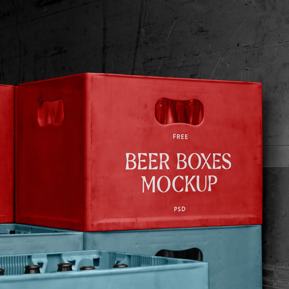 Free Beer Boxes Mockup PSD