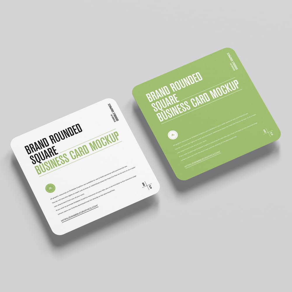 Free Brand Rounded Square Business Card Mockup PSD