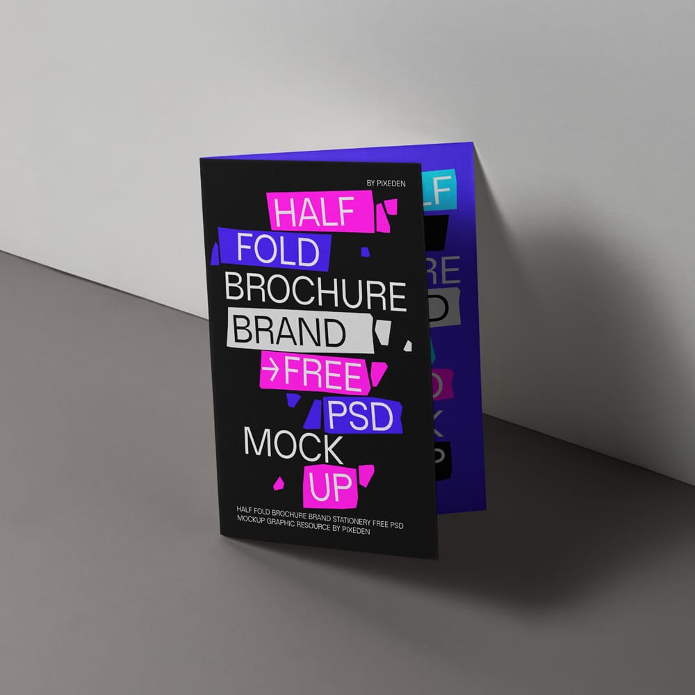 Free Branding Half Fold Brochure Mockup PSD