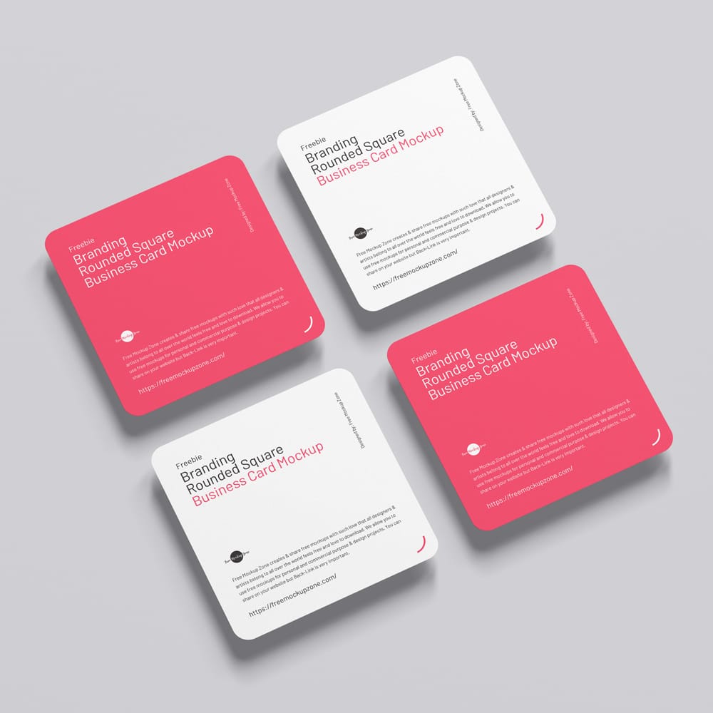 Free Branding Rounded Square Business Card Mockup PSD