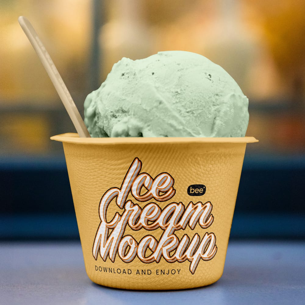 Free Eco Ice Cream Cup Mockup PSD