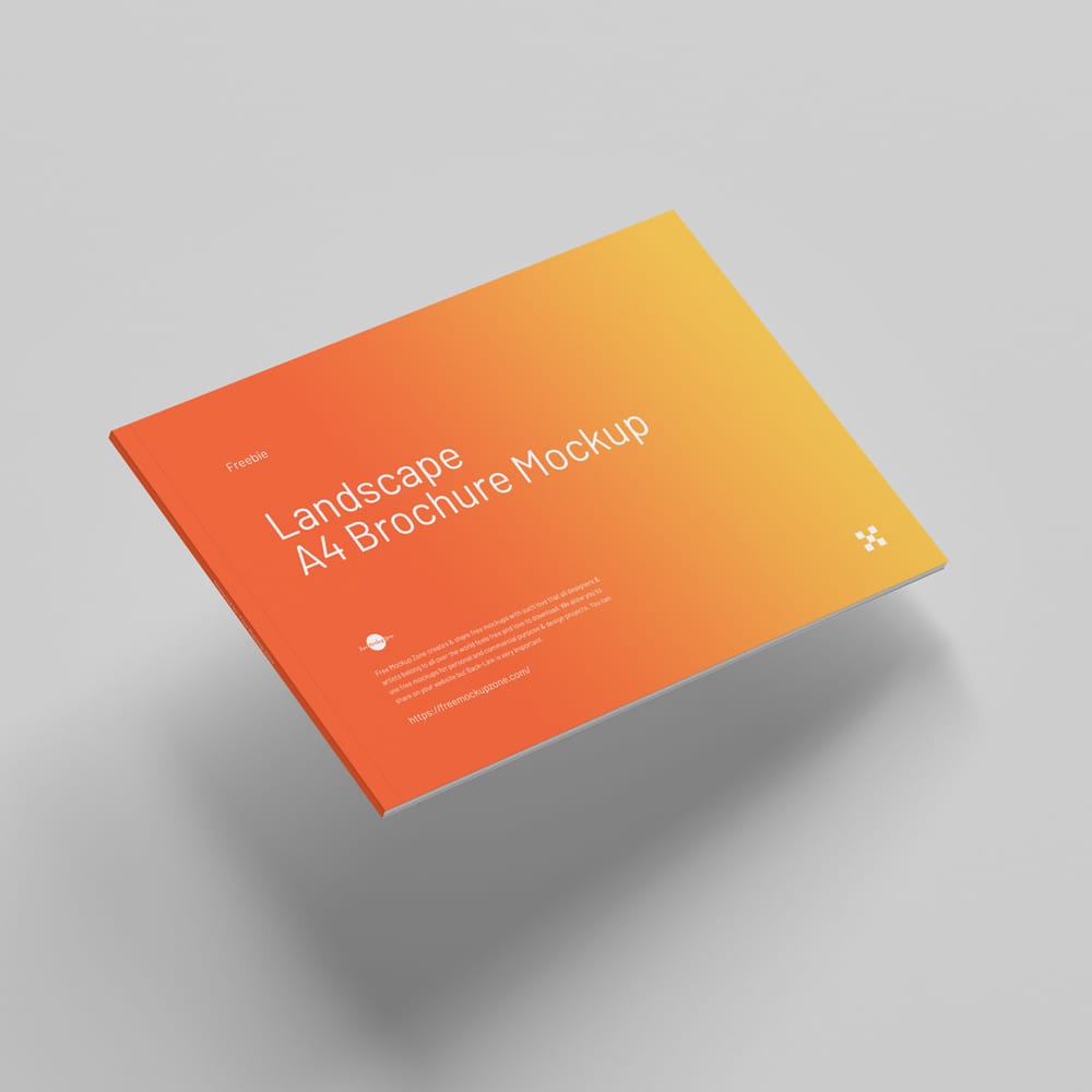 Free Floating Landscape A4 Brochure Mockup PSD