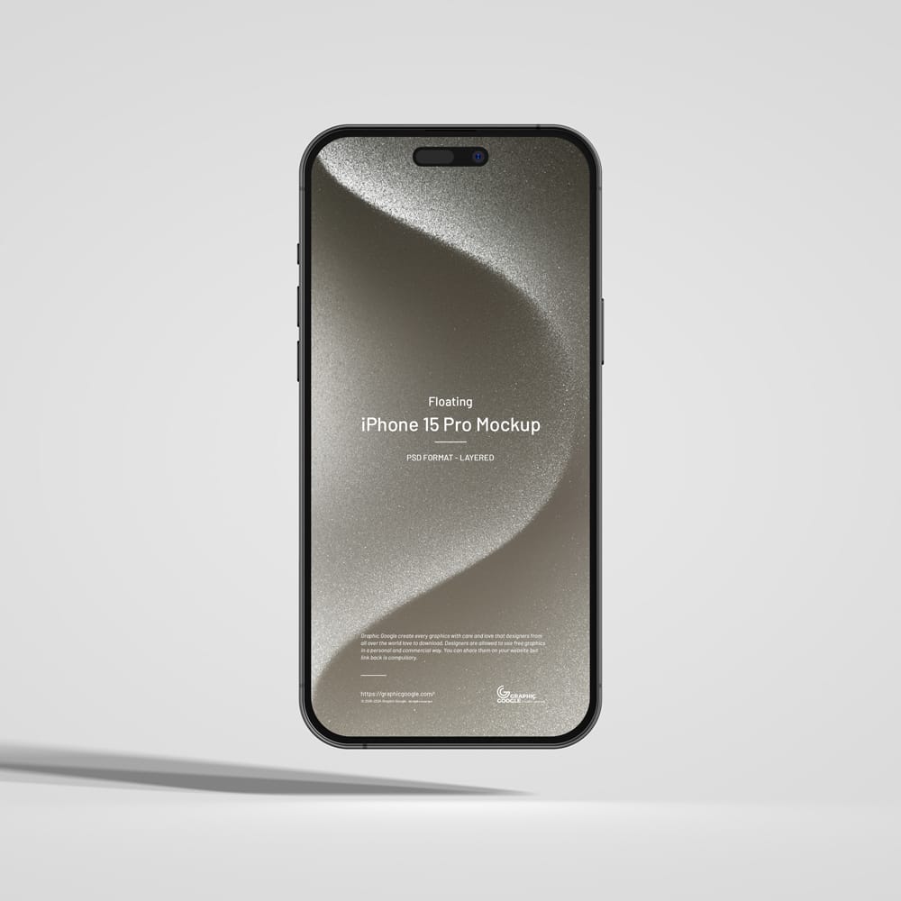 Free Floating iPhone 15 Pro Mockup Template PSD