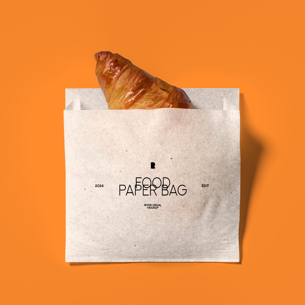 Free Food Paper Bag Mockup PSD