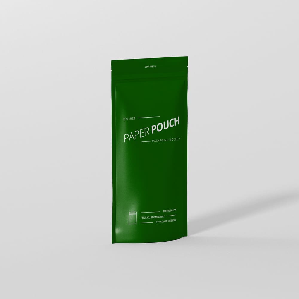 Free Front Paper Pouch Mockup PSD