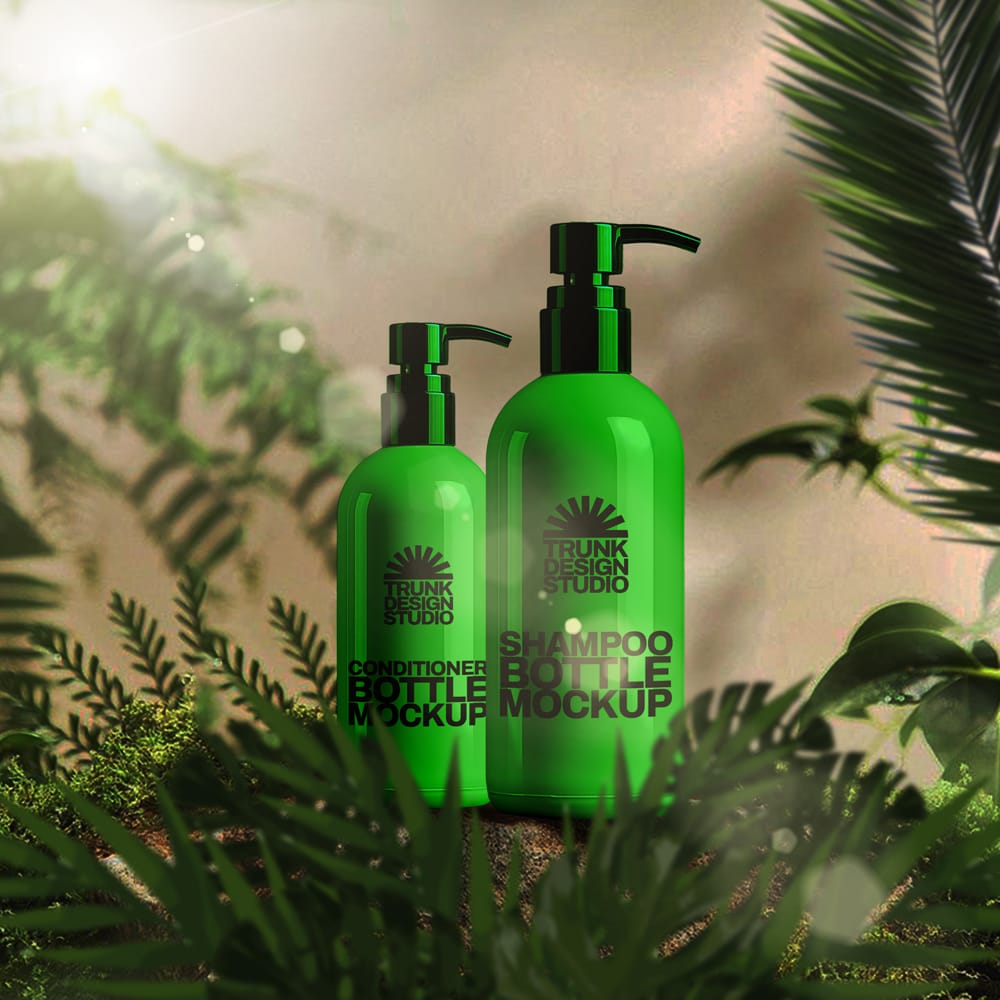 Free Hair Care Scenery Mockup PSD