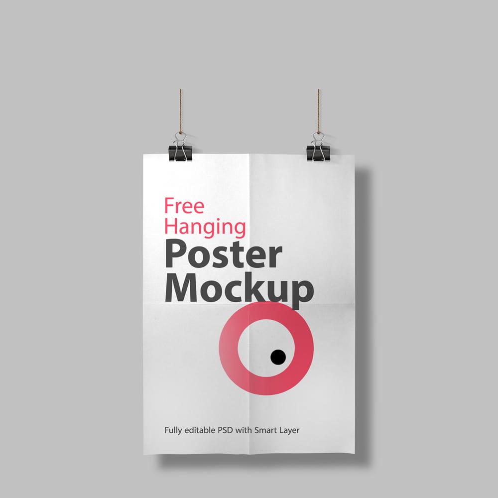 Free Hanging Poster Mockup Template PSD