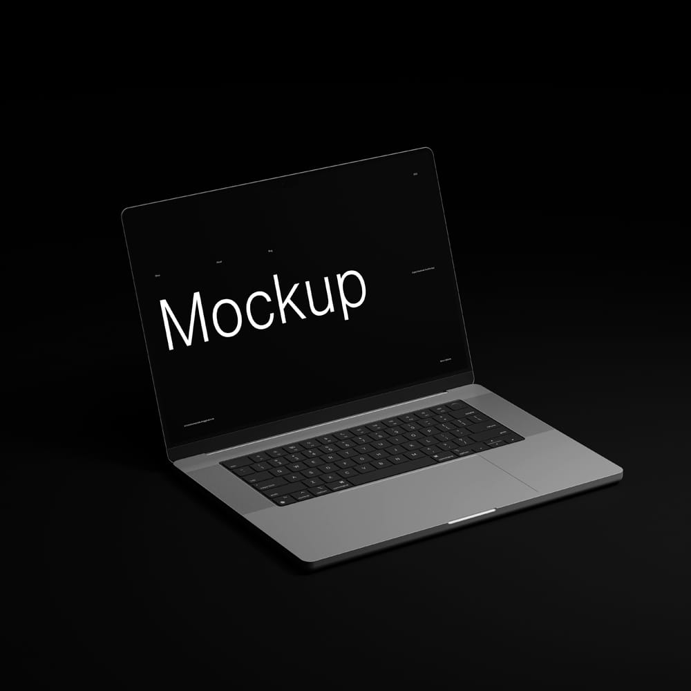 Free Macbook Pro Dark Mockup PSD