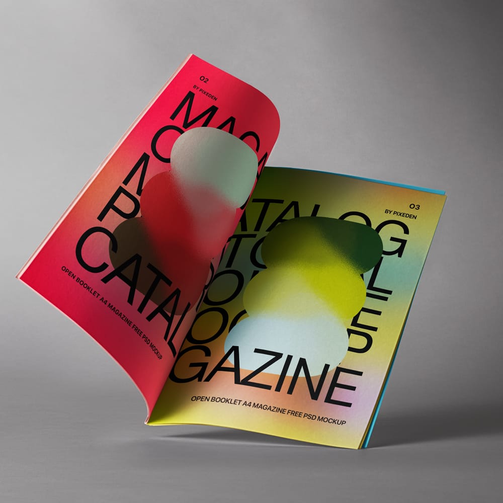 Free Magazine Open Booklet Mockup PSD