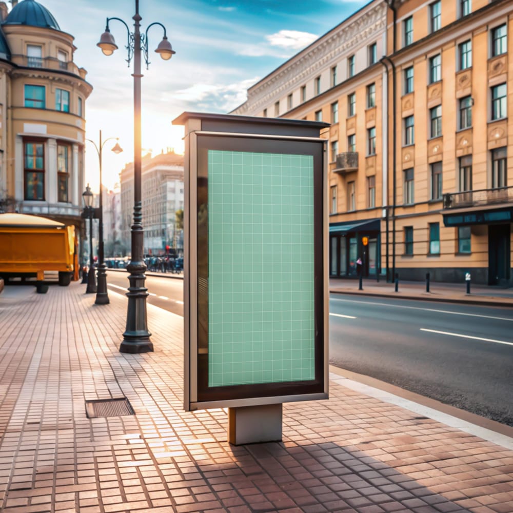 Free Outdoor LCD Digital Signage Floor Standing Mockup PSD