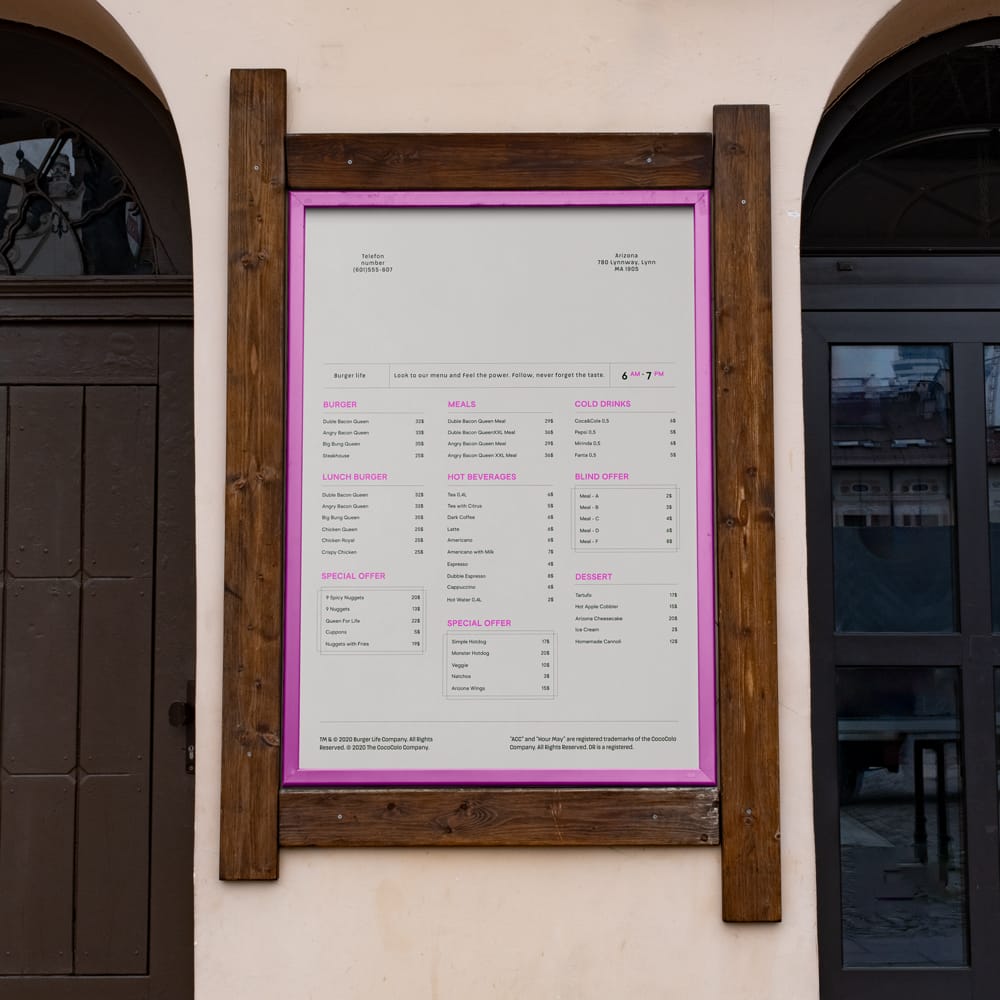 Free Outside Restaurant Menu Mockup PSD