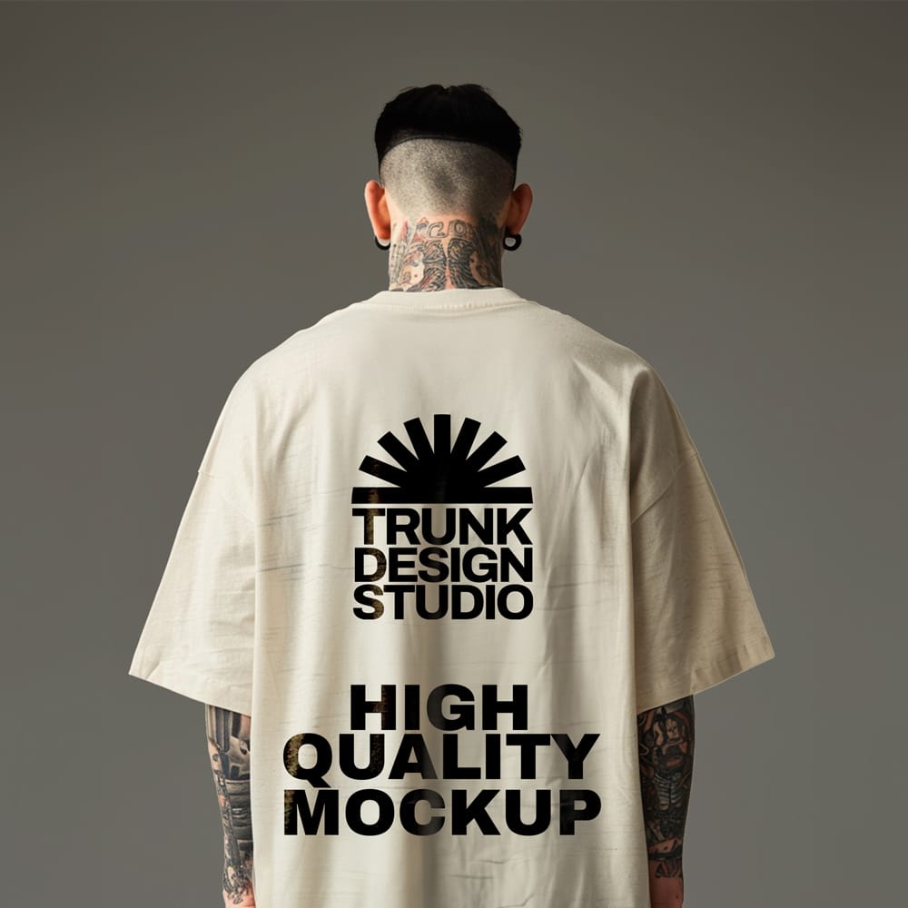 Free Oversized Tshirt Back Side Mockup PSD