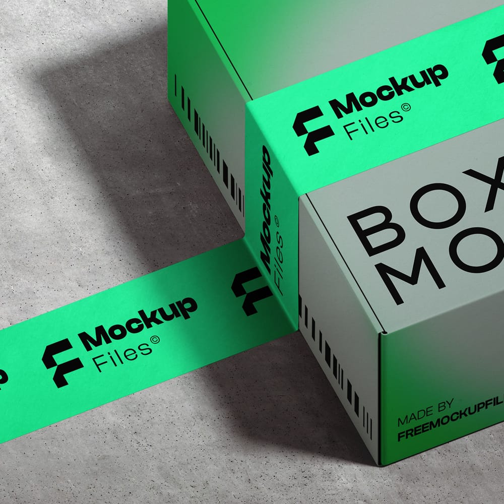 Free Packaging Box Tape Mockup PSD