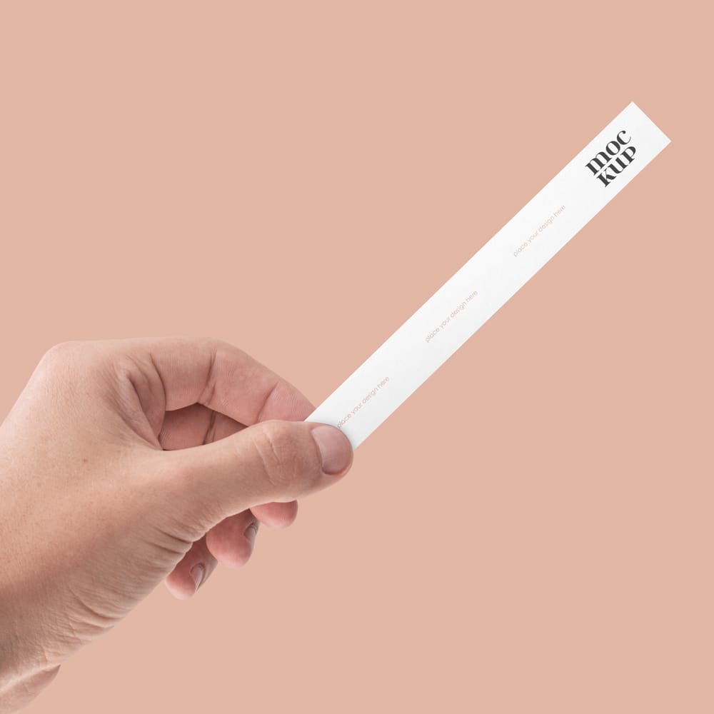 Free Perfume Test Strip in Hand Mockup PSD