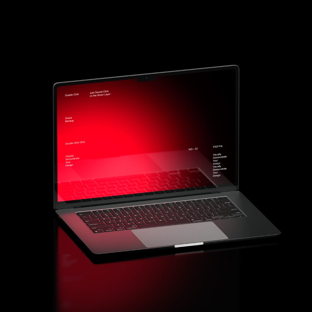 Free RED MacBook Air Mockup PSD