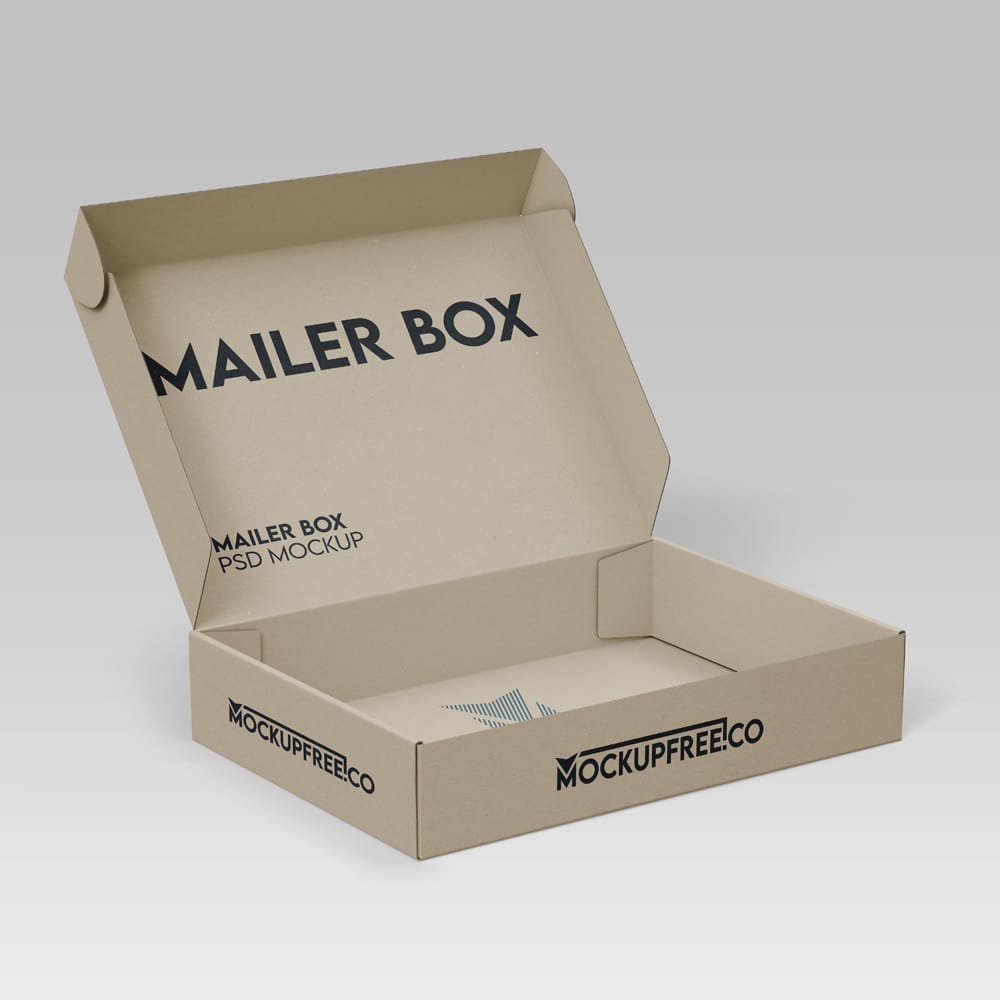 Free Realistic Mailer Box Mockup PSD