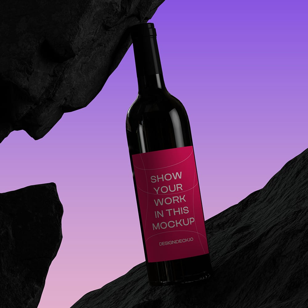 Free Realistic Wine Bottle Mockup PSD