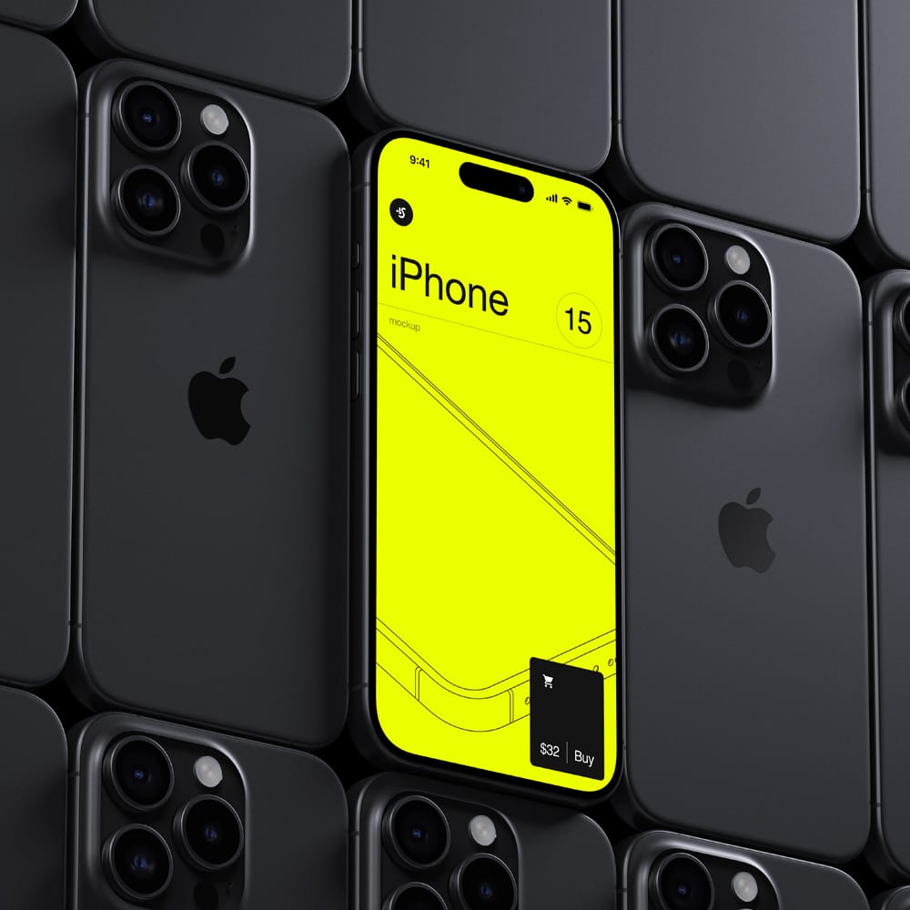 Free Realistic iPhone 15 Pro Mockup Template PSD