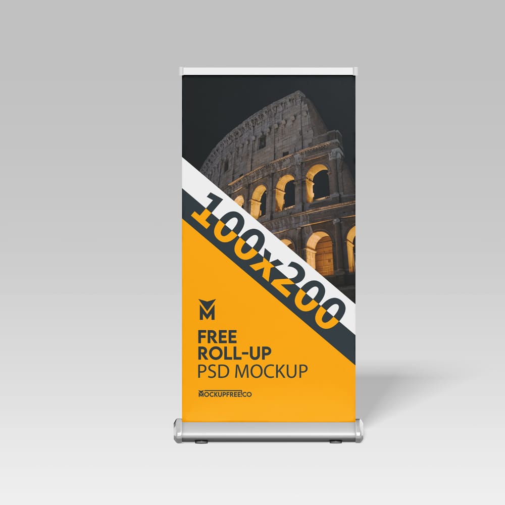 Free Roll-Up 100×200 Mockup PSD