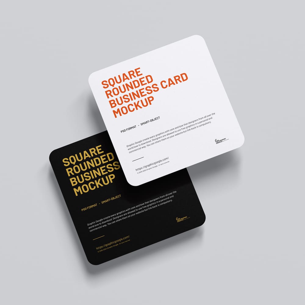 Free Rounded Square Business Cards Mockup PSD