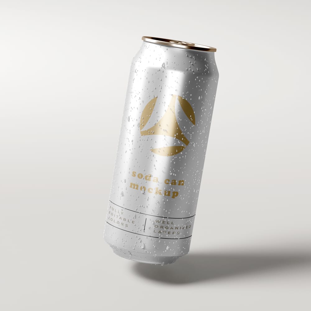 Free Soda Can Mockup Design PSD