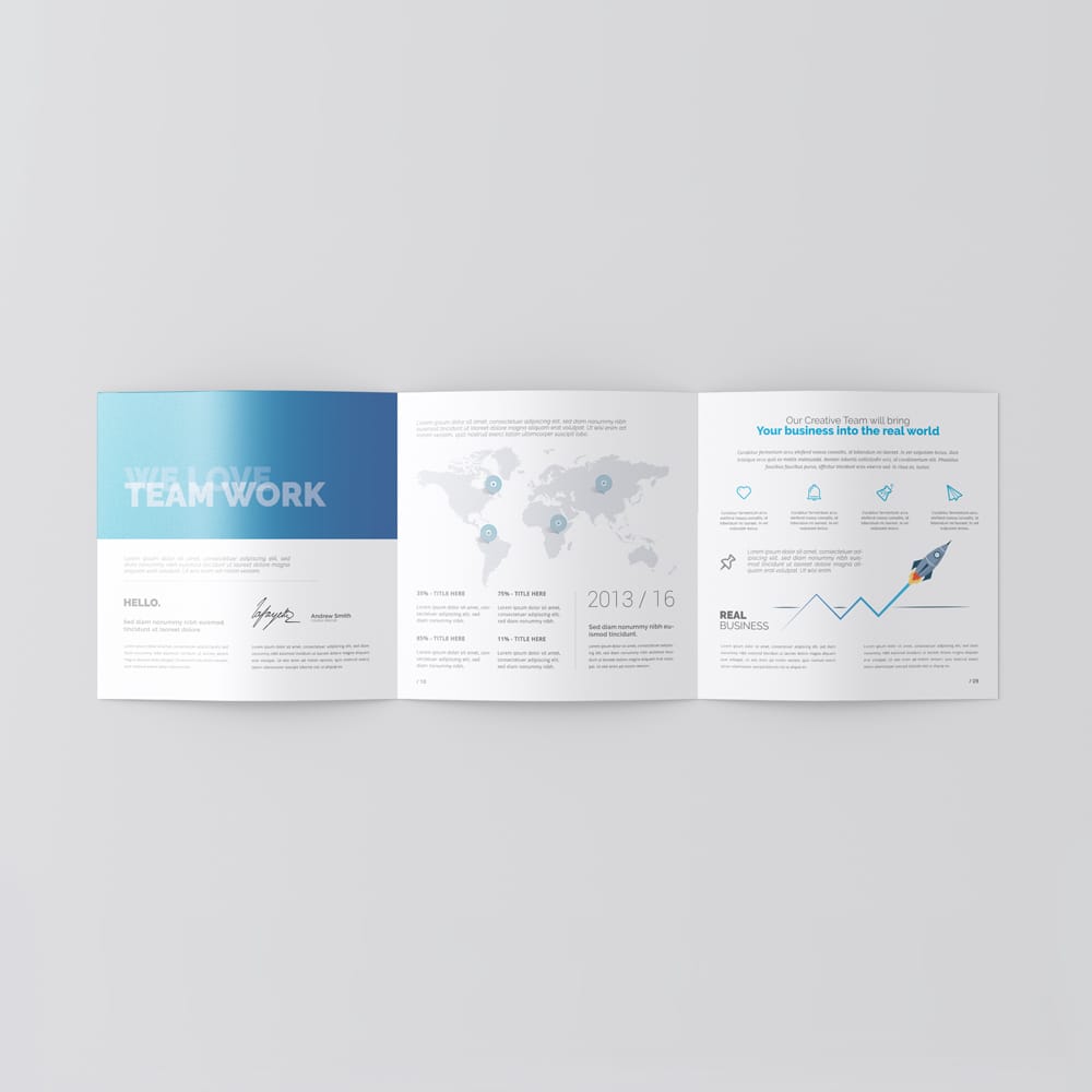 Free Square 3-Fold Brochure Mockup PSD