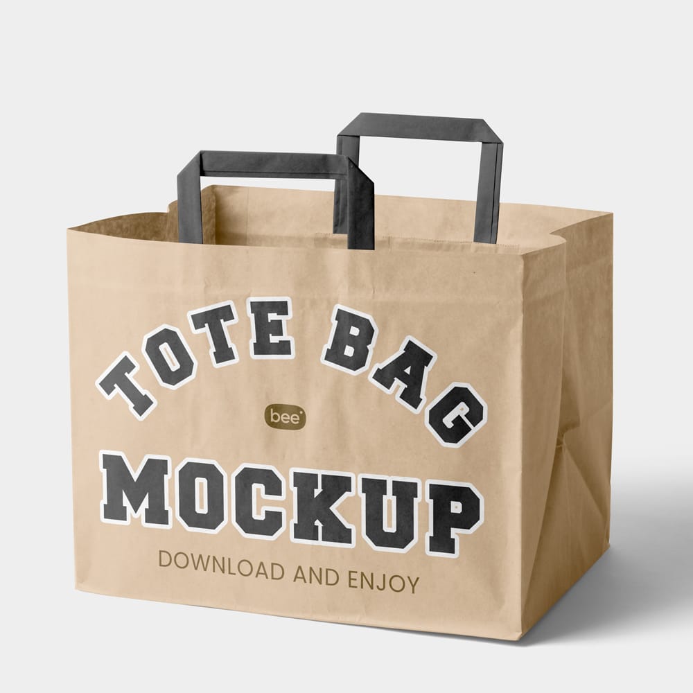 Free Standing Wide Paper Bag Mockup PSD