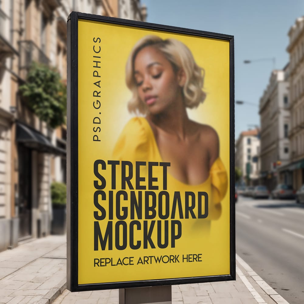 Free Street Advertisement Poster Signboard Mockup PSD