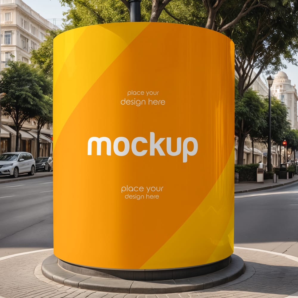 Free Street Advertising Column Mockup PSD