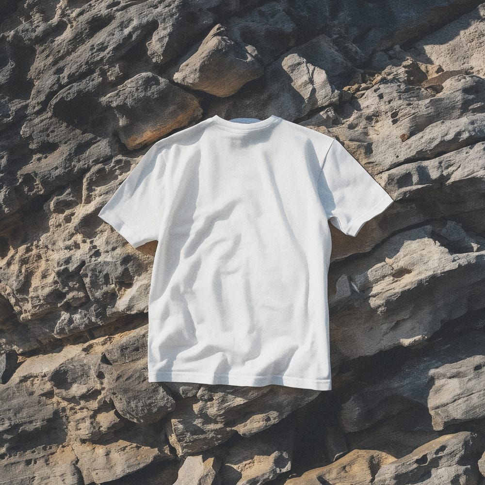 Free T-shirt Mockup Rock Background PSD