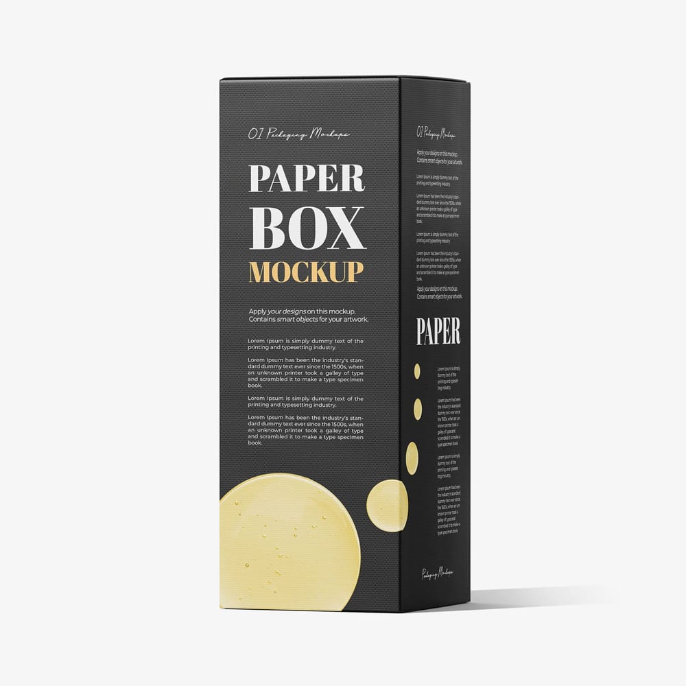 Free Tall Paper Box Mockup PSD