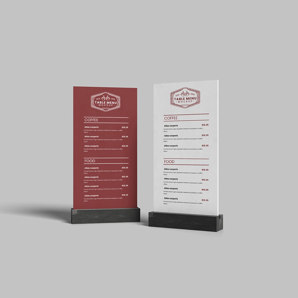 Free Tent Menu Mockup PSD