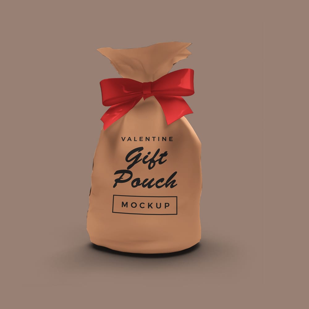 Free Valentine Gift Pouch Mockup PSD