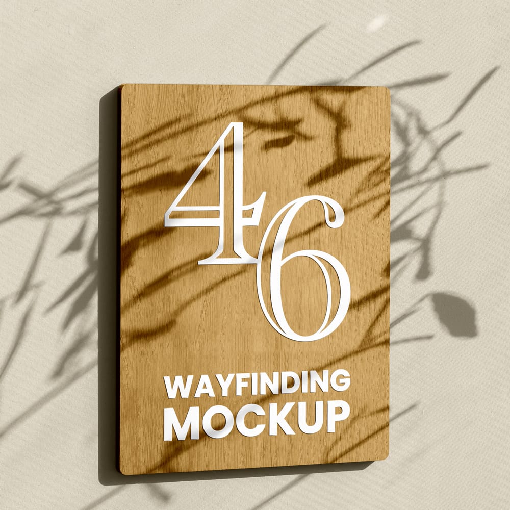 Free Wayfinding Wooden Sign Mockup PSD