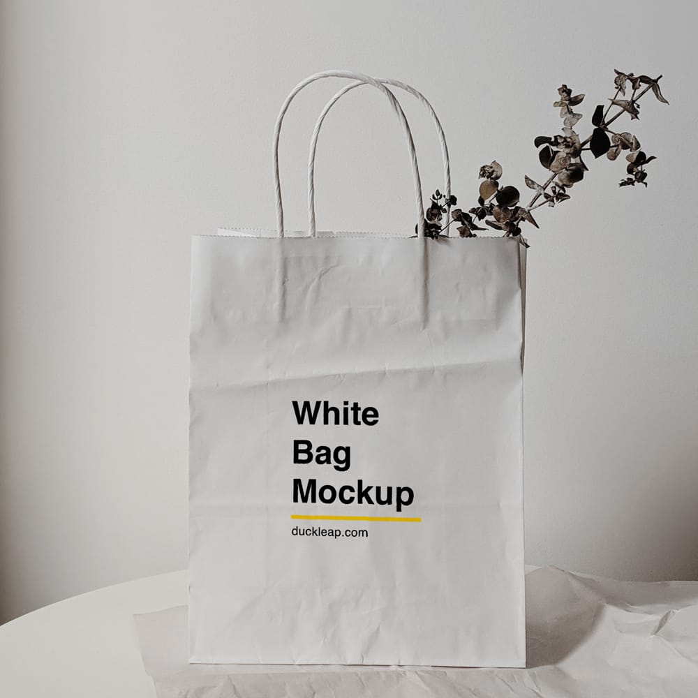 Free White Paper Bag Mockup Template PSD