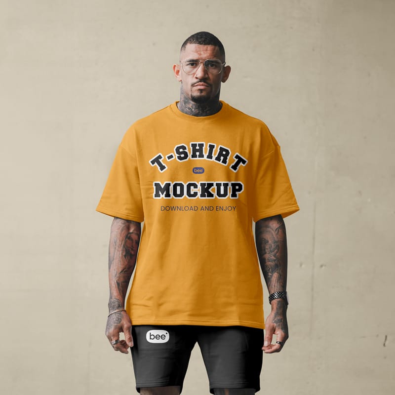 Front Oversize T-Shirt Mockup PSD