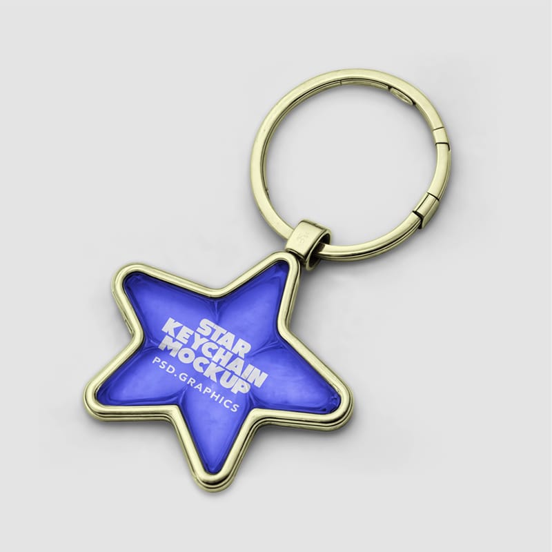 Glossy Star Keychain Mockup PSD
