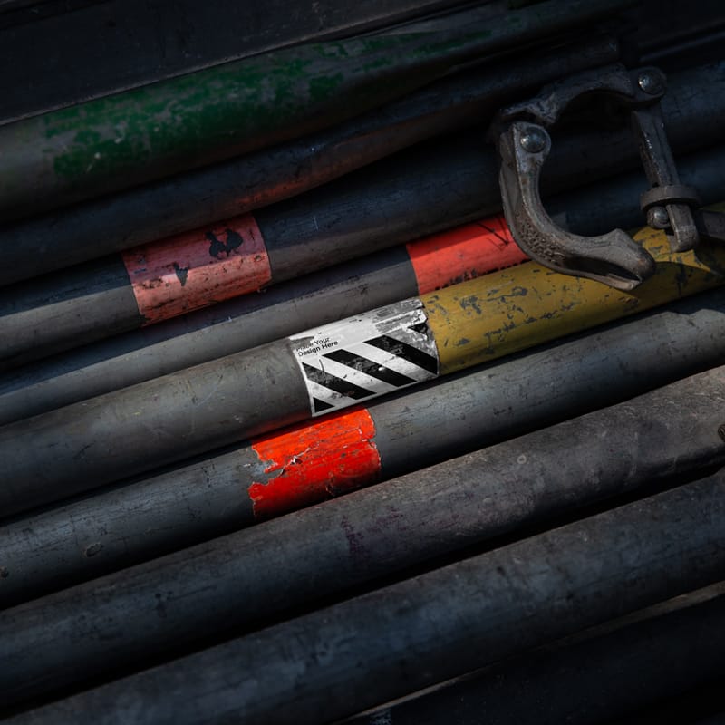 Grunge Construction Sticker Mockup PSD