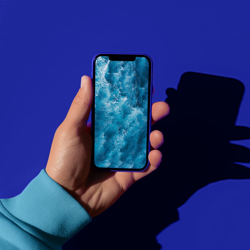 Hand Holding iPhone Mockup Template PSD