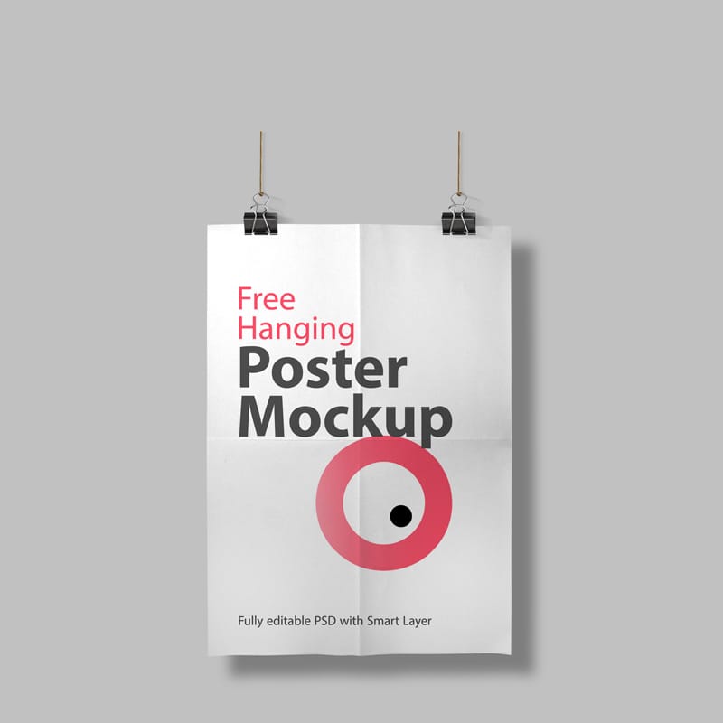 Hanging Poster Mockup Template PSD