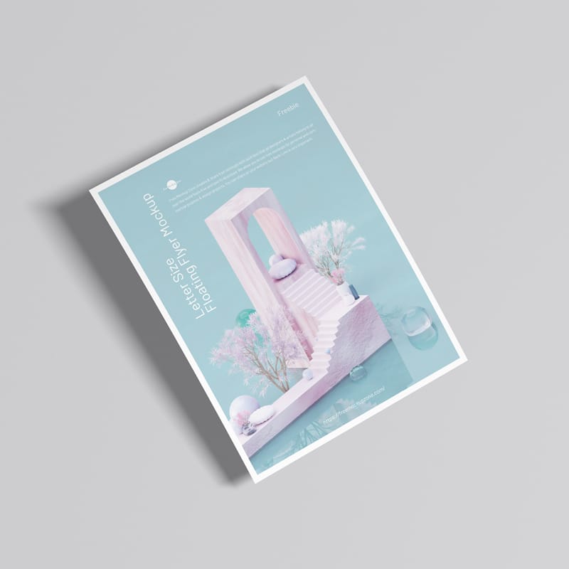 Letter Size Floating Flyer Mockup PSD