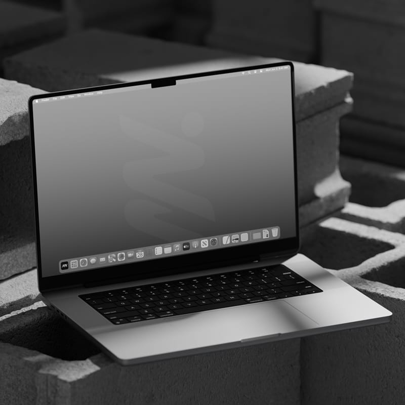 Macbook Pro Mockup On Bricks