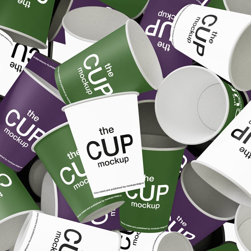 Mixed Coffee Cups Mockup PSD