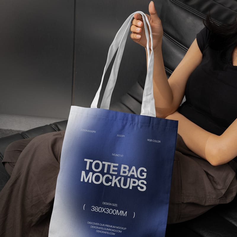 Monochrome Tote Bag Mockup PSD
