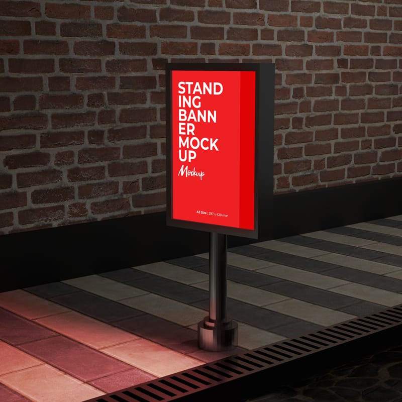 Night Street Billboard Mockup PSD