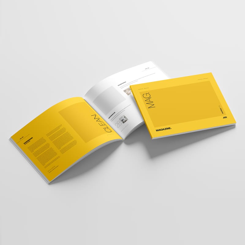 Open US Letter Magazine Mockup With Cover PSD